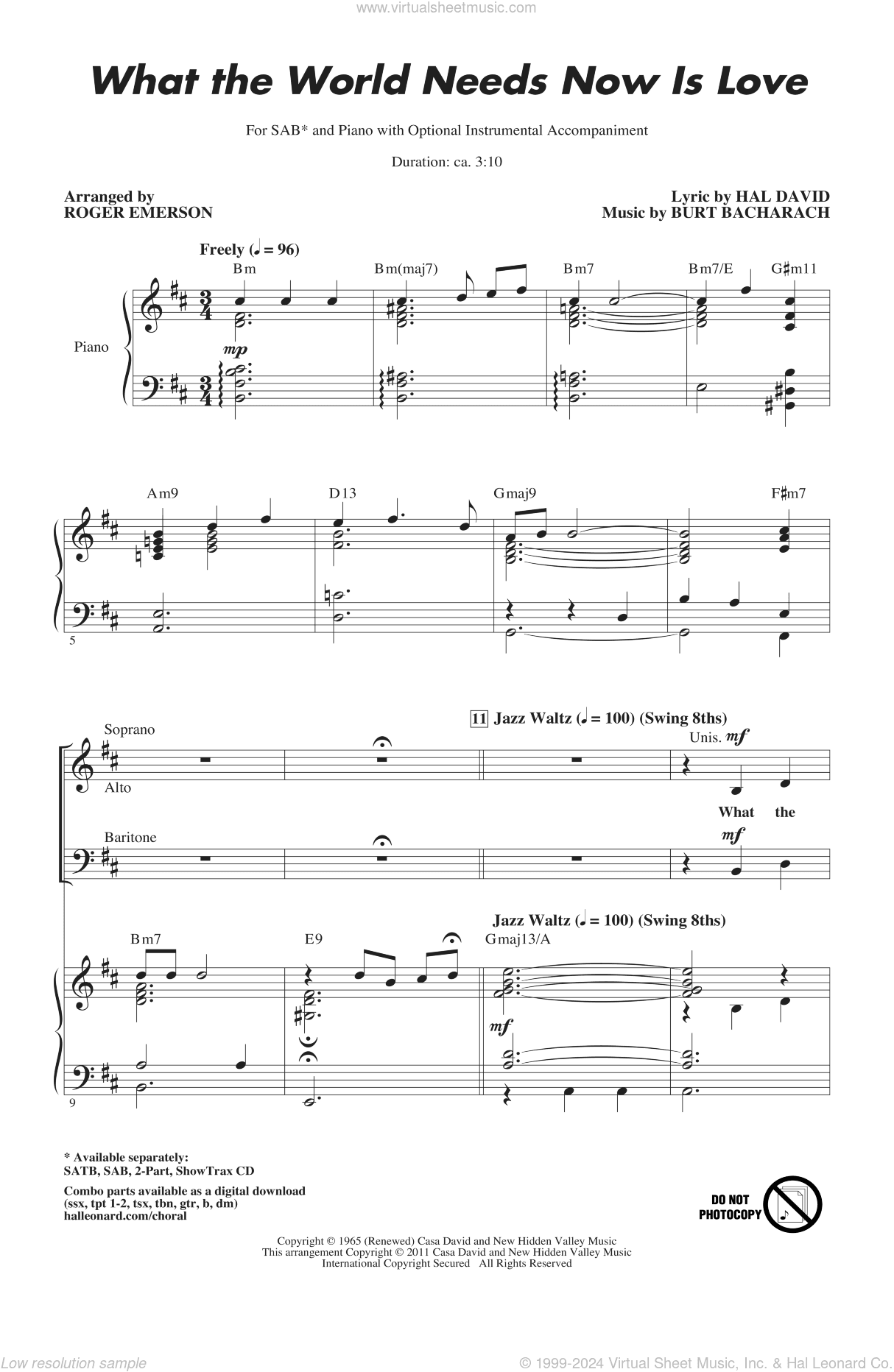 What The World Needs Now Is Love (arr. Roger Emerson)