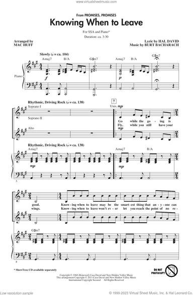 Knowing When To Leave (from Promises, Promises) (arr. Mac Huff)