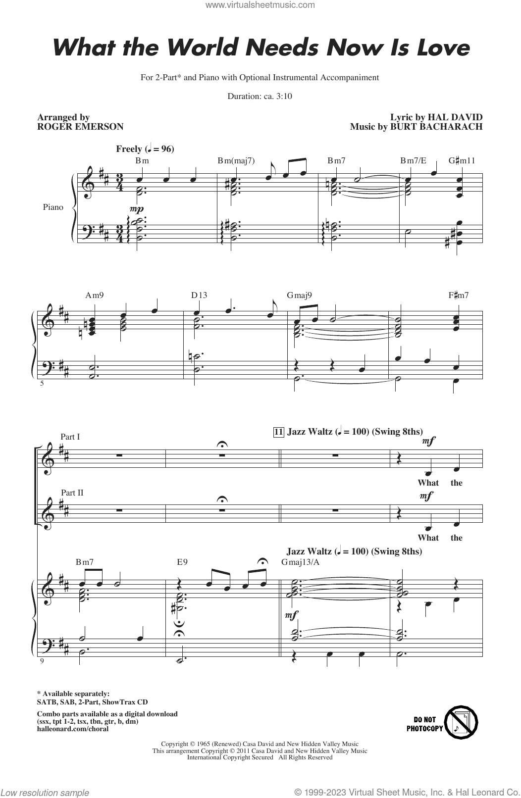 What The World Needs Now Is Love (arr. Roger Emerson)