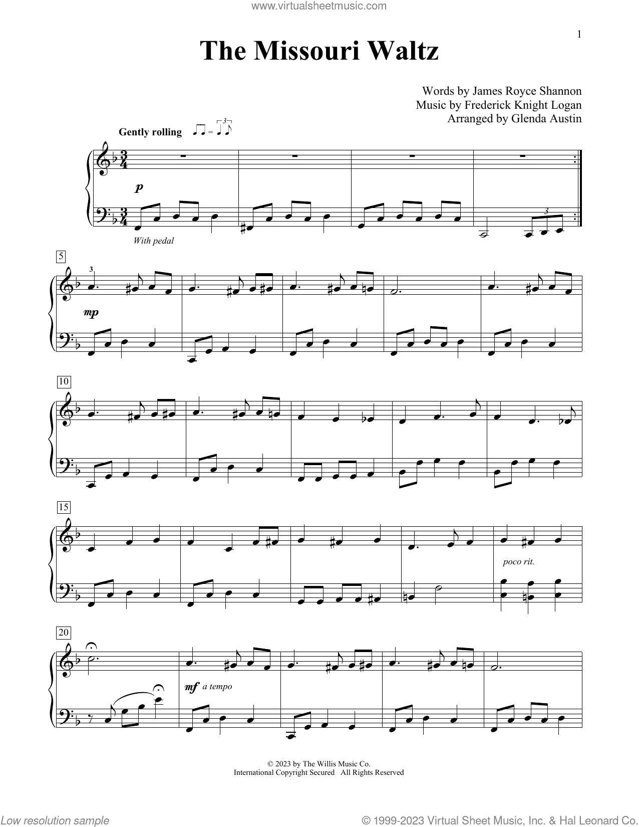 The Missouri Waltz (arr. Glenda Austin)