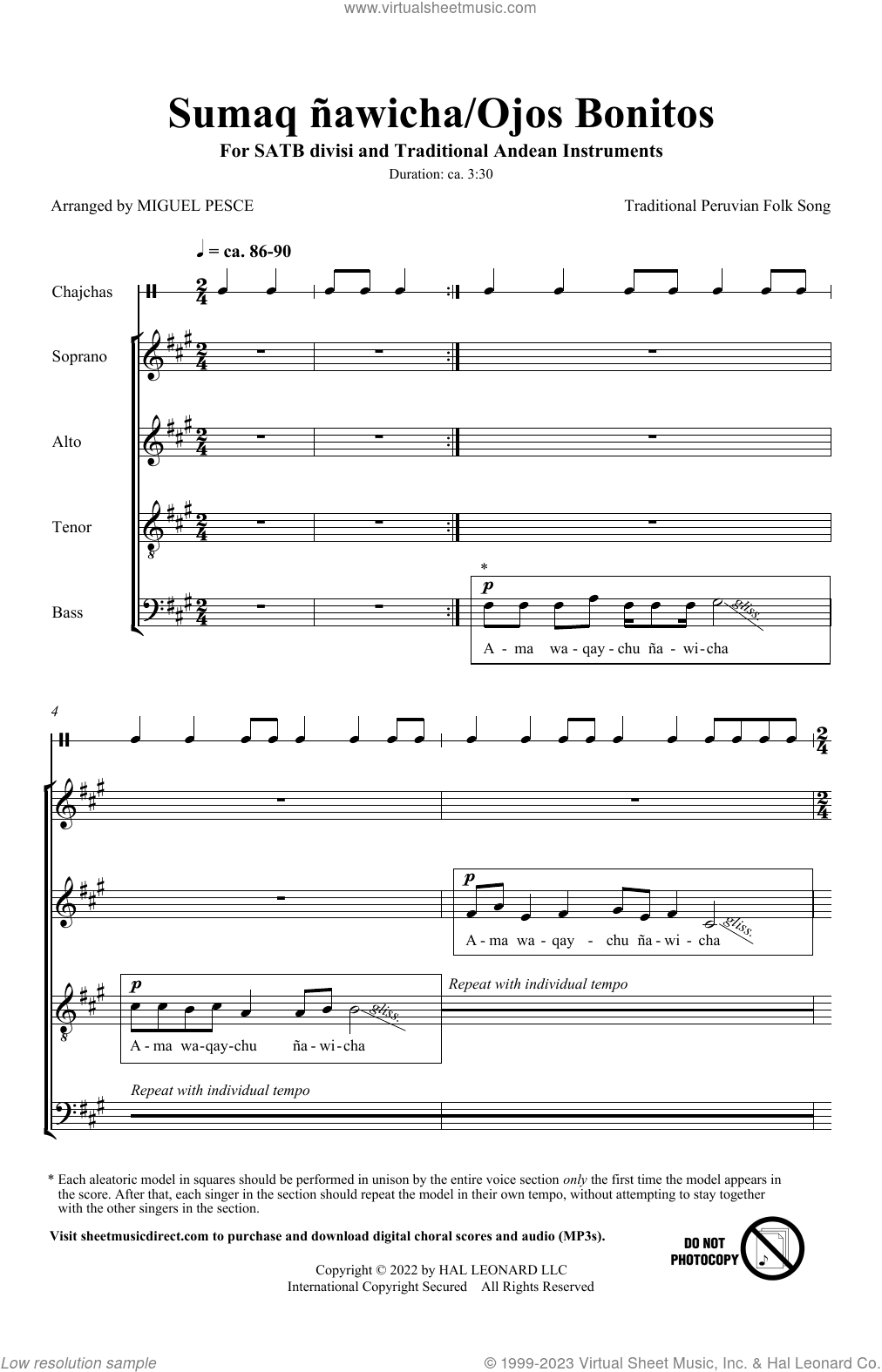 Sumaq A�awicha/Ojos Bonitos (arr. Miguel Pesce)