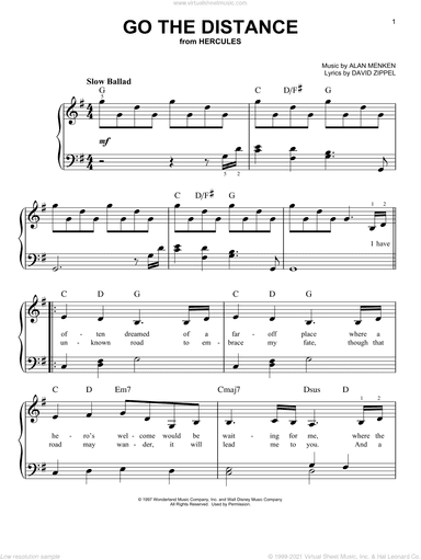 Go The Distance (from Hercules), (easy)