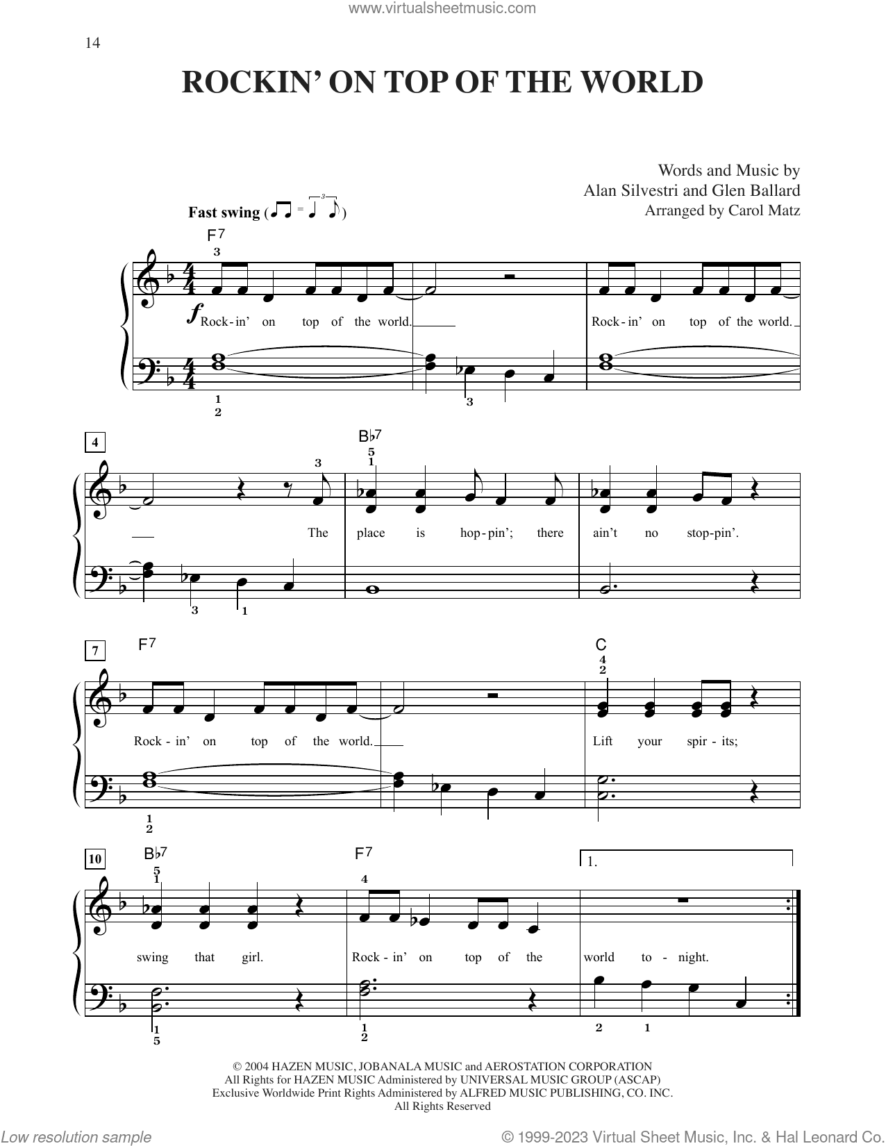 Rockin' On Top Of The World (from The Polar Express) (arr. Carol Matz)