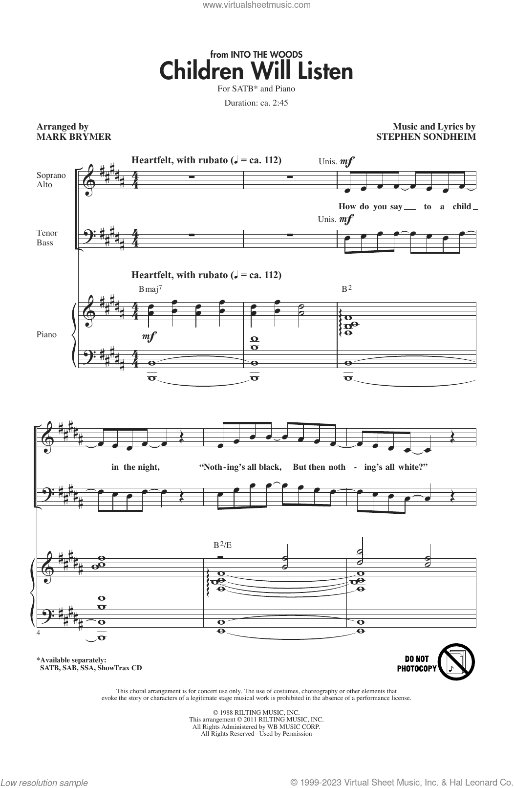 Children Will Listen (from Into The Woods) (arr. Mark Brymer)