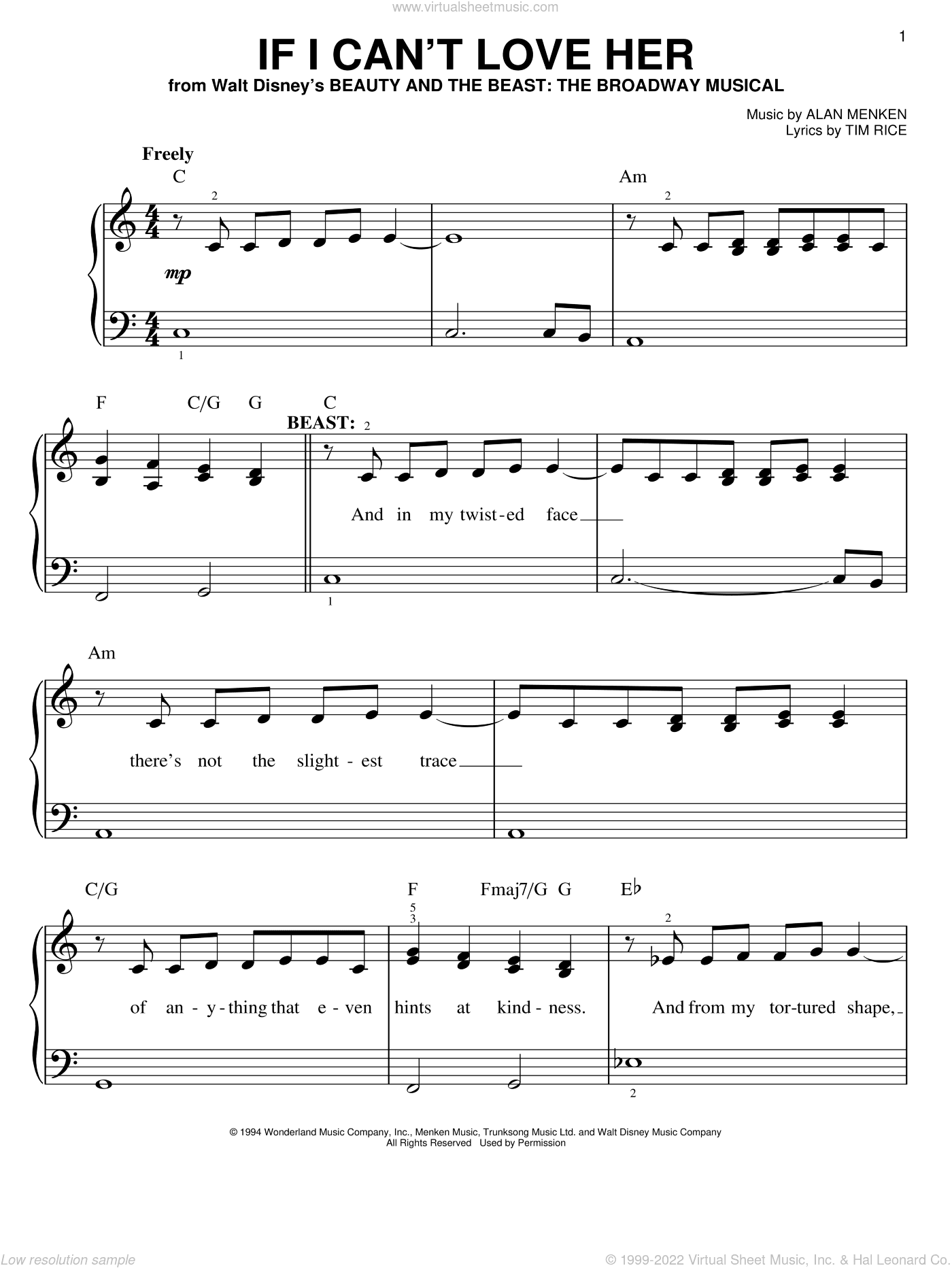 If I Can't Love Her (from Beauty And The Beast: The Musical)