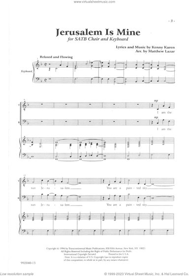 Jerusalem Is Mine (arr. Matthew Lazar)