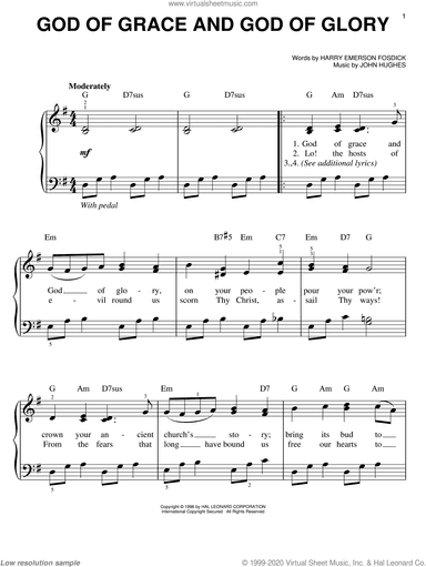 God Of Grace And God Of Glory, (easy)