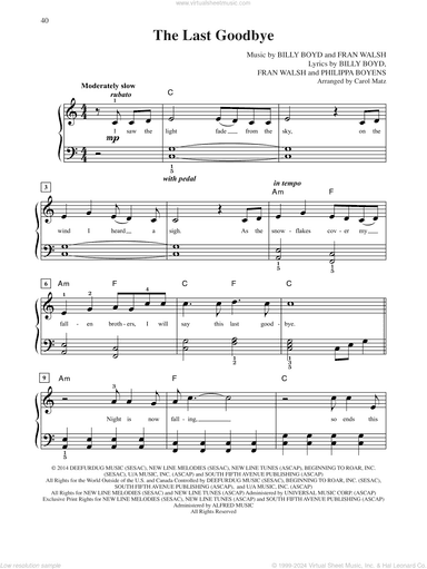 The Last Goodbye (from The Hobbit: The Battle of the Five Armies) (arr. Carol Matz)