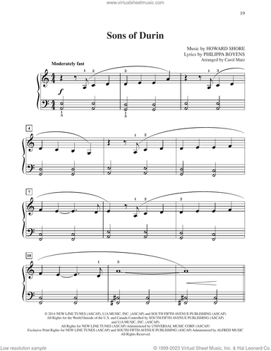 Sons Of Durin (from The Hobbit: The Battle of the Five Armies) (arr. Carol Matz)
