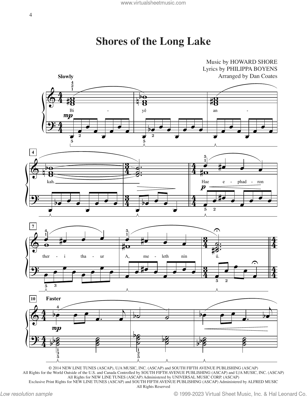 Shores Of The Long Lake (from The Hobbit: The Battle of the Five Armies) (arr. Dan Coates)