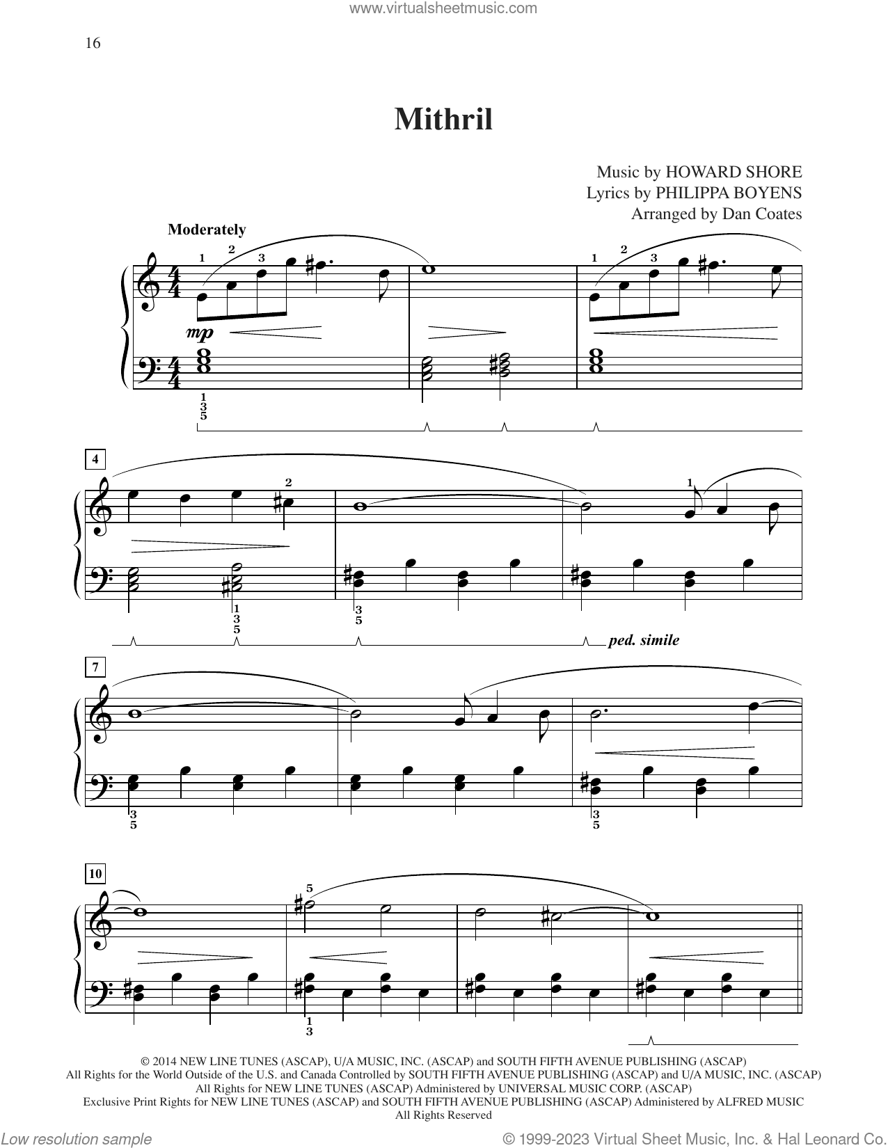 Mithril (from The Hobbit: The Battle of the Five Armies) (arr. Dan Coates)