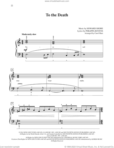 To The Death (from The Hobbit: The Battle of the Five Armies) (arr. Carol Matz)