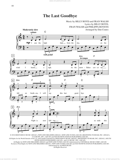 The Last Goodbye (from The Hobbit: The Battle of the Five Armies) (arr. Dan Coates)