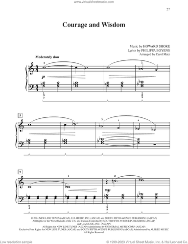 Courage And Wisdom (from The Hobbit: The Battle of the Five Armies) (arr. Carol Matz)