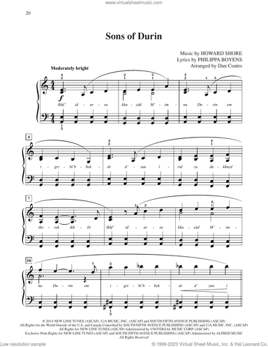 Sons Of Durin (from The Hobbit: The Battle of the Five Armies) (arr. Dan Coates)