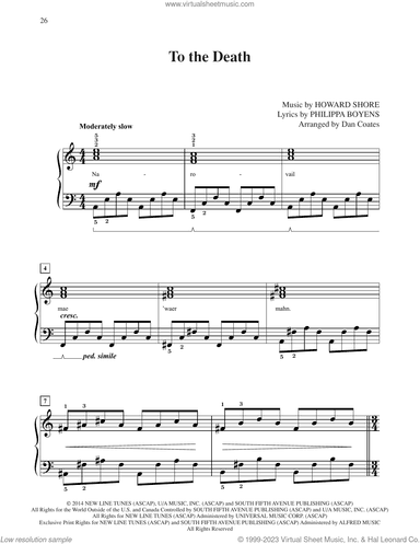 To The Death (from The Hobbit: The Battle of the Five Armies) (arr. Dan Coates)