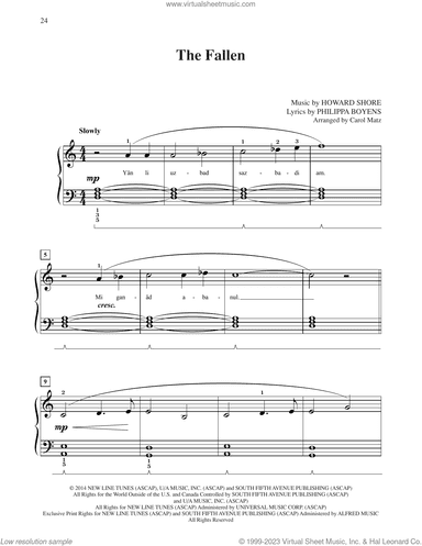 The Fallen (from The Hobbit: The Battle of the Five Armies) (arr. Carol Matz)