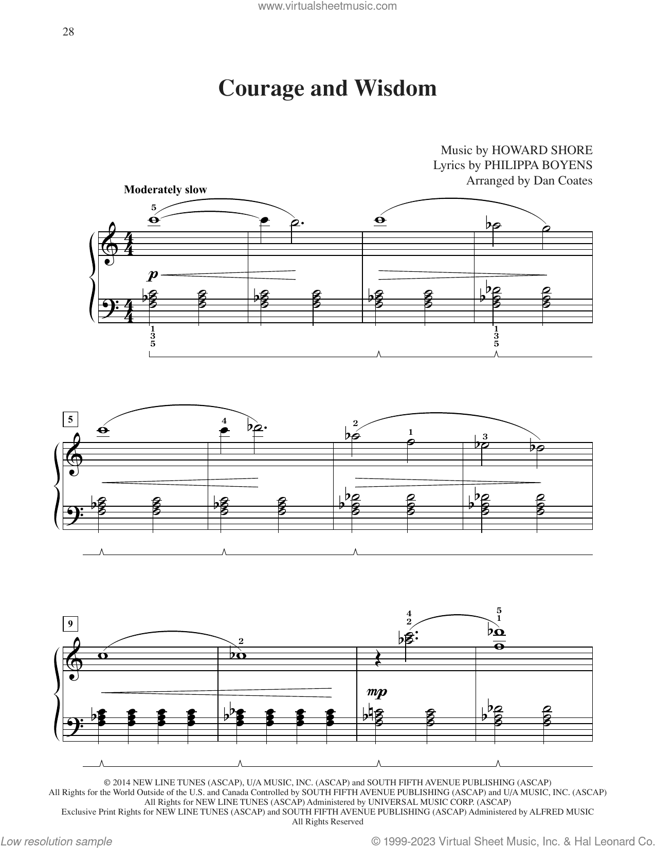 Courage And Wisdom (from The Hobbit: The Battle of the Five Armies) (arr. Dan Coates)