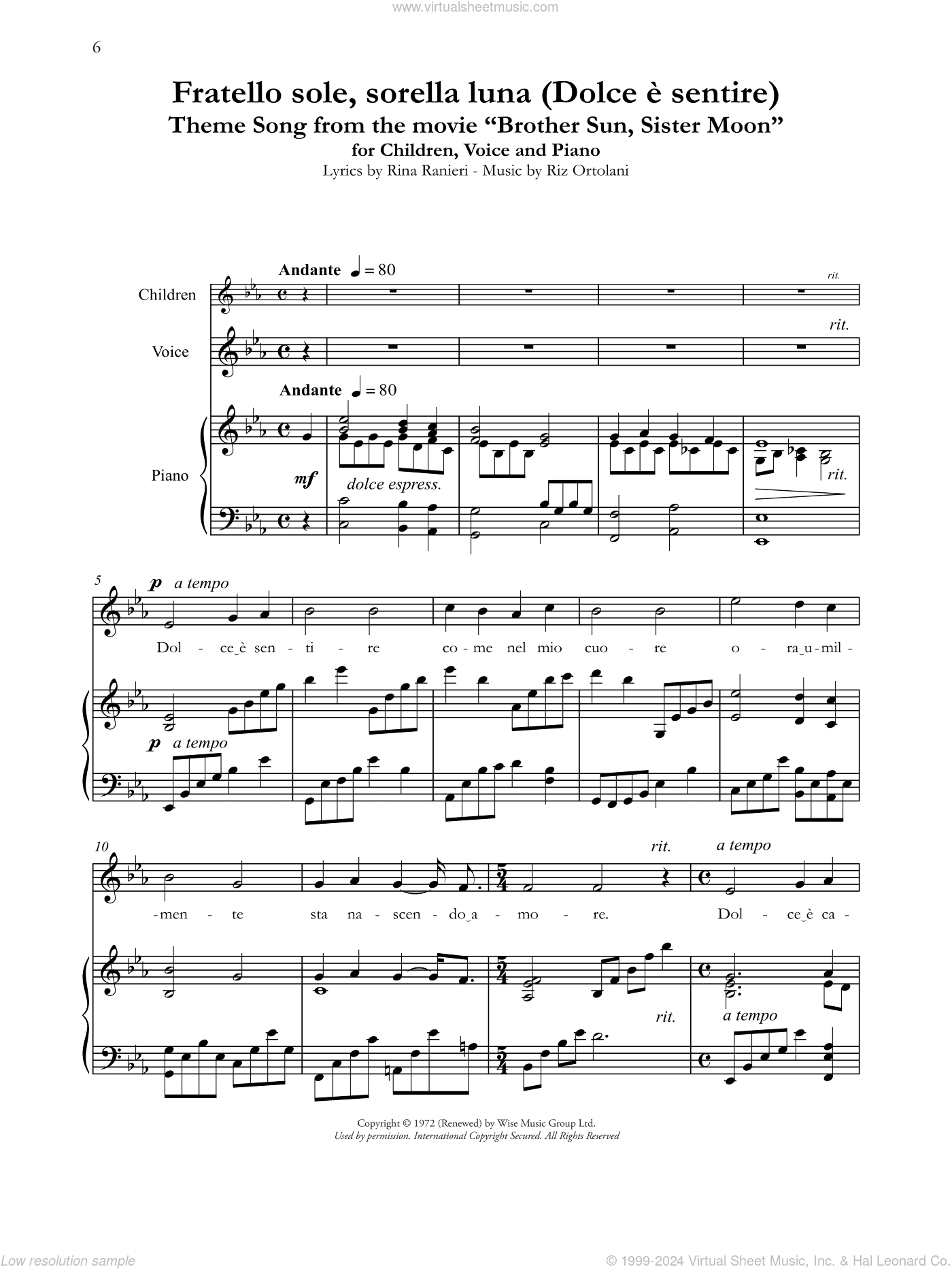 Fratello Sole, Sorella Luna (Dolce e sentire) (Theme from Brother Sun, Sister Moon)