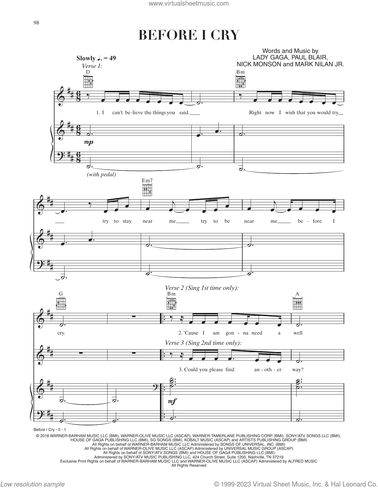 Before I Cry (from A Star Is Born)
