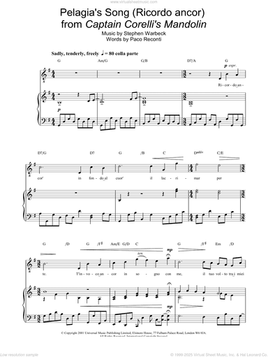 Pelagia's Song (Ricordo ancor)  from Captain Corelli's Mandolin