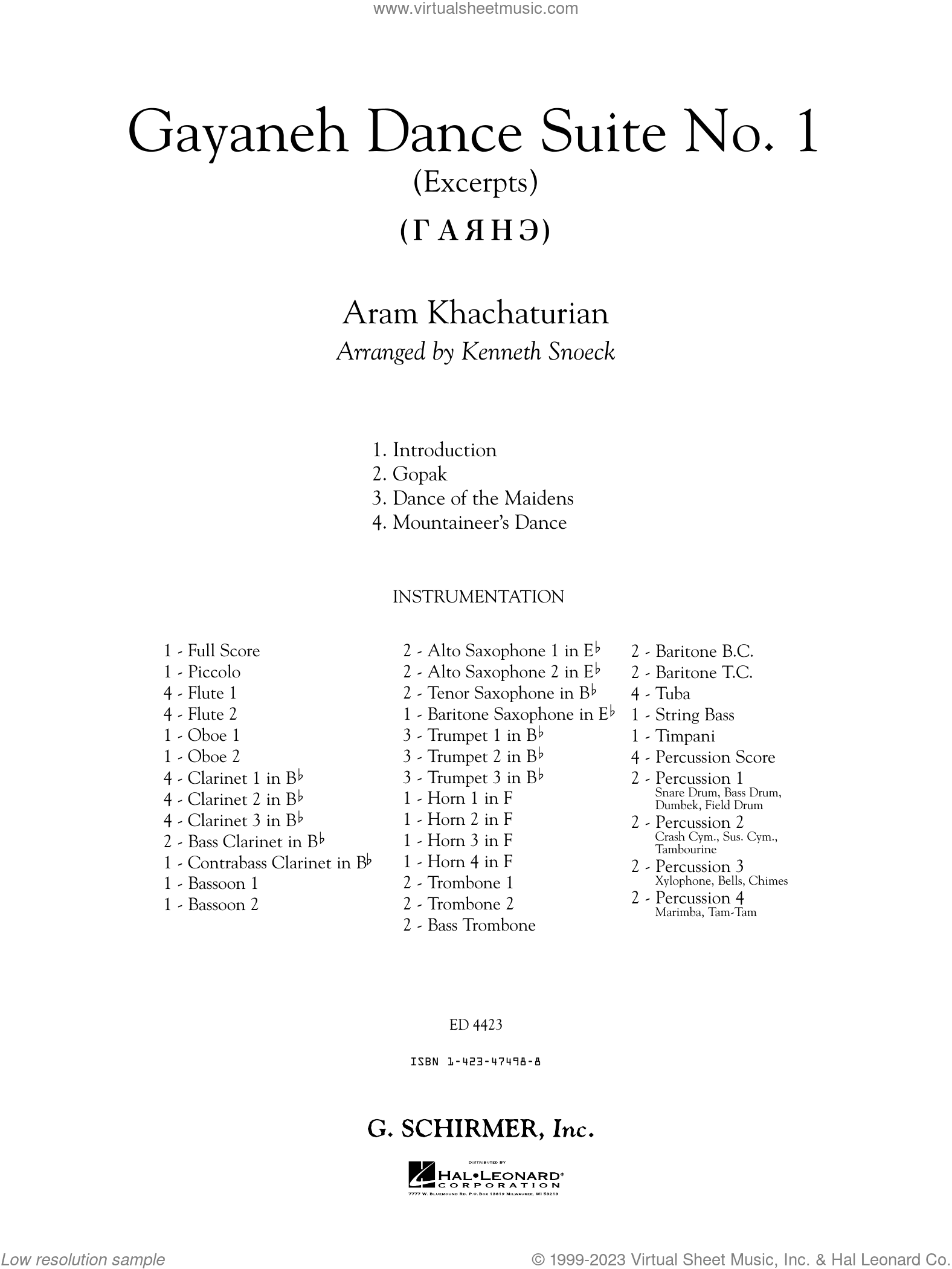 Gayenah Dance Suite No. 1 (Excerpts) (arr. Kenneth Snoeck)
