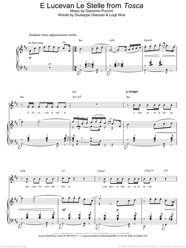 E Lucevan Le Stelle from Tosca