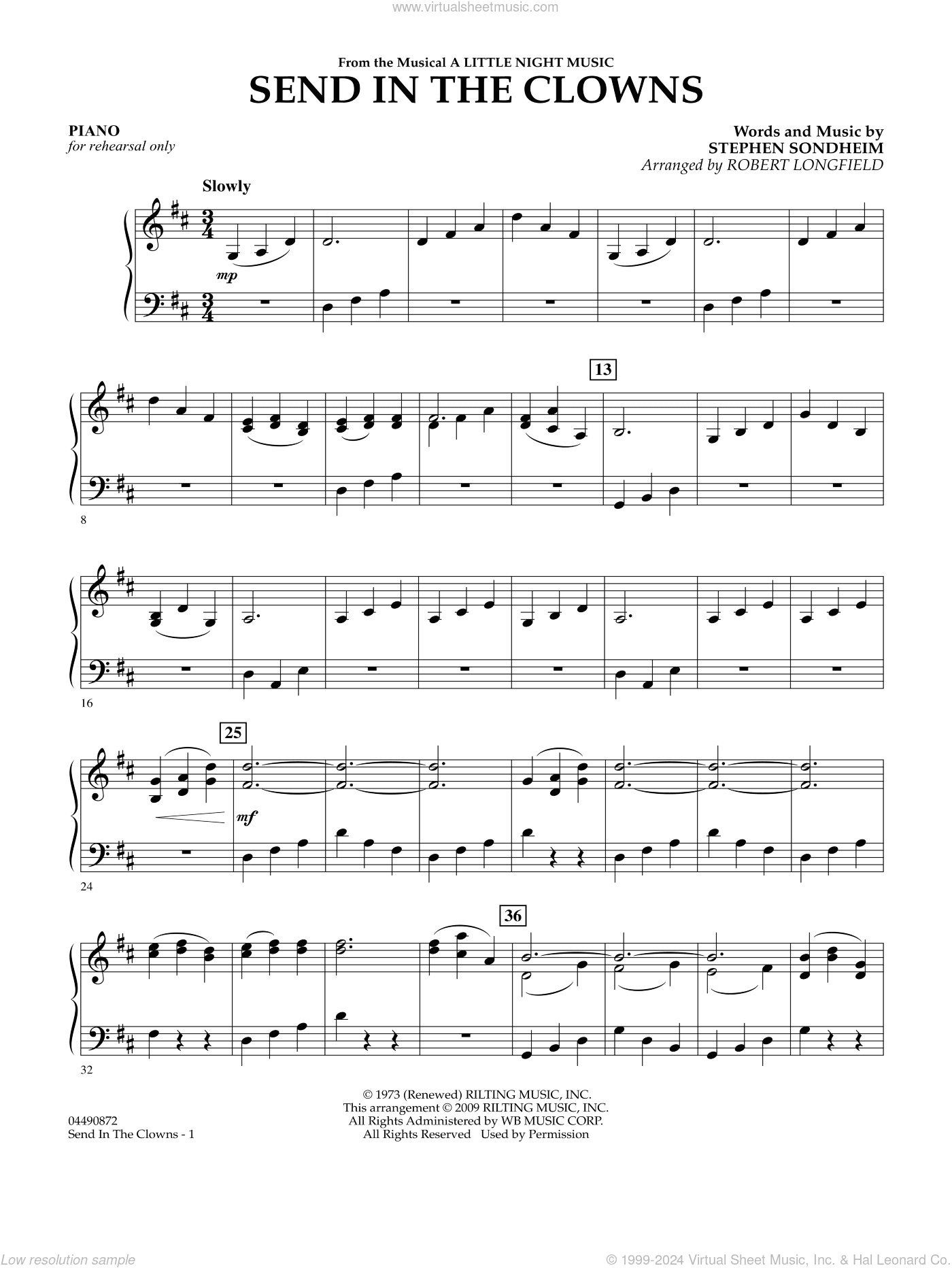 Send in the Clowns (from A Little Night Music) (arr Robert Longfield)