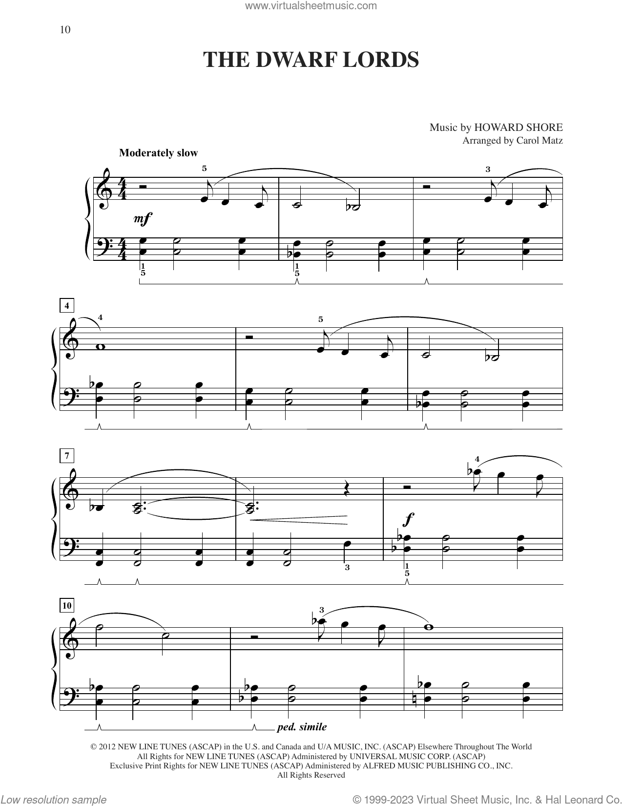 The Dwarf Lords (from The Hobbit: An Unexpected Journey) (arr. Carol Matz)