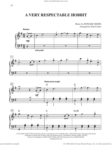 A Very Respectable Hobbit (from The Hobbit: An Unexpected Journey) (arr. Dan Coates)
