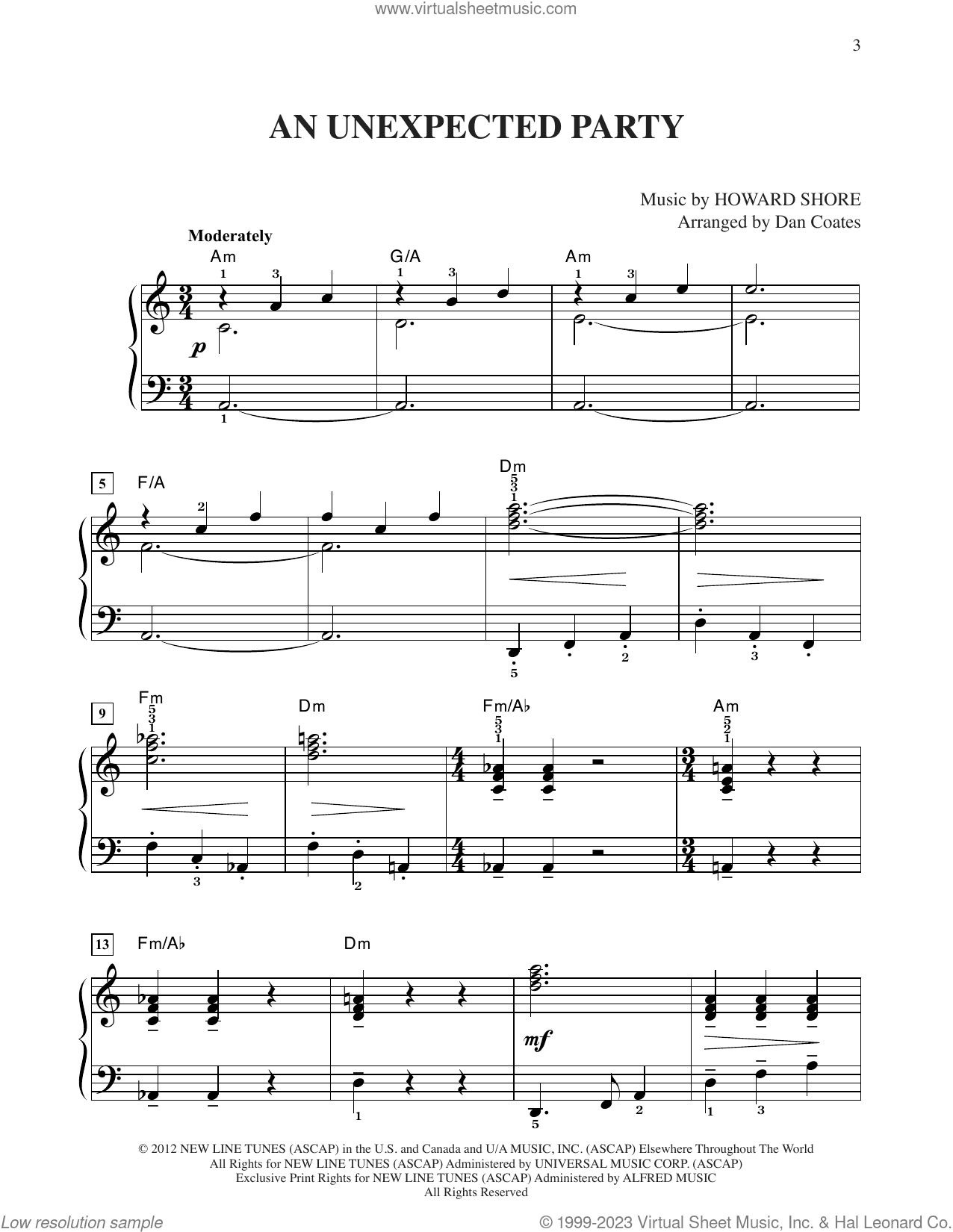 An Unexpected Party (from The Hobbit: An Unexpected Journey) (arr. Dan Coates)
