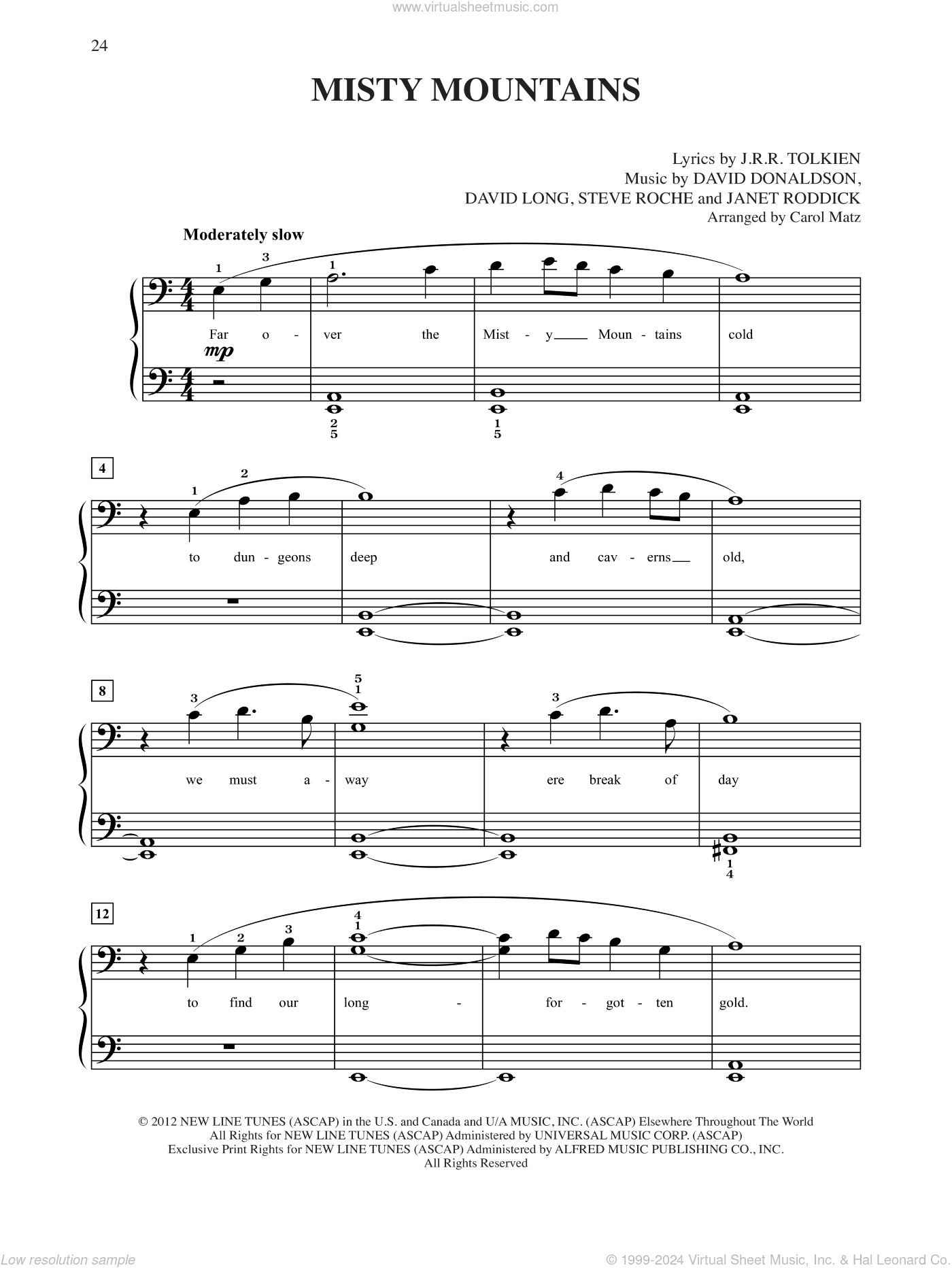 Misty Mountains (from The Hobbit: An Unexpected Journey) (arr. Carol Matz)