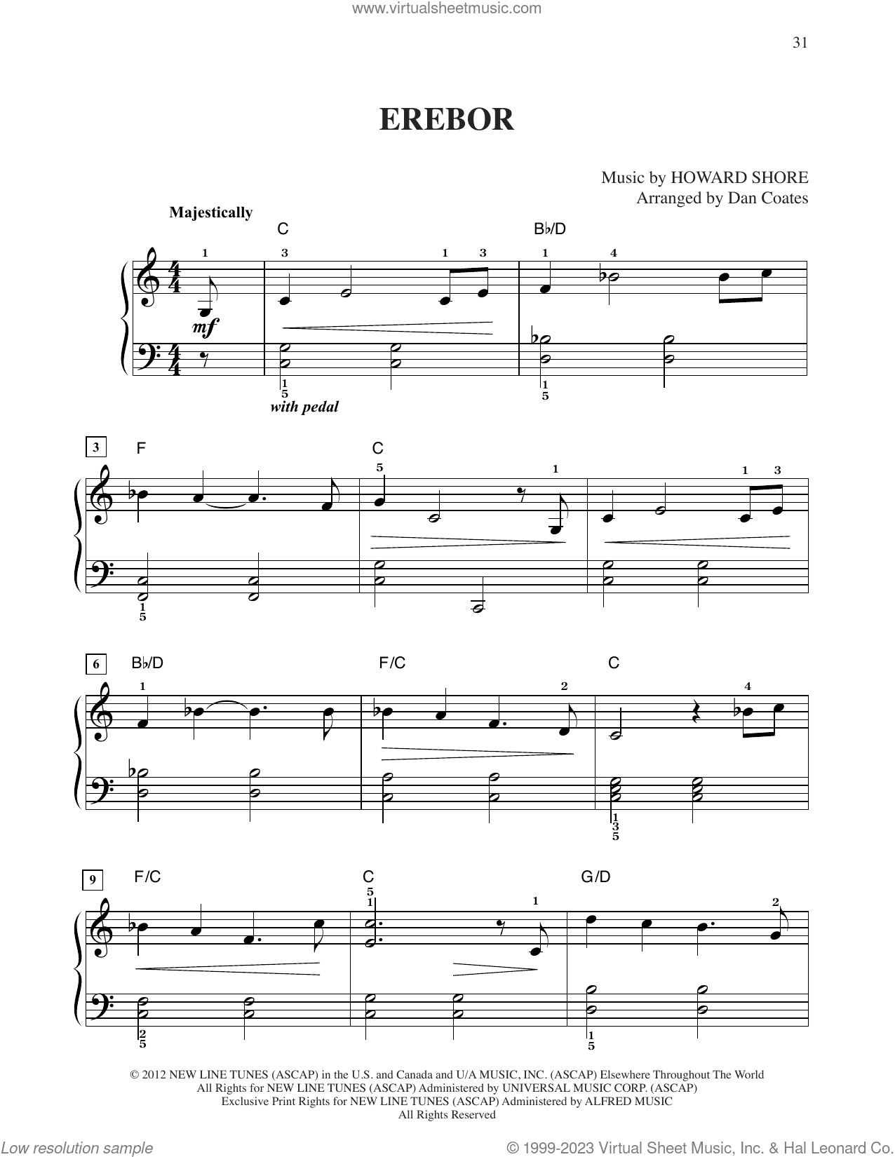 Erebor (from The Hobbit: An Unexpected Journey) (arr. Dan Coates)
