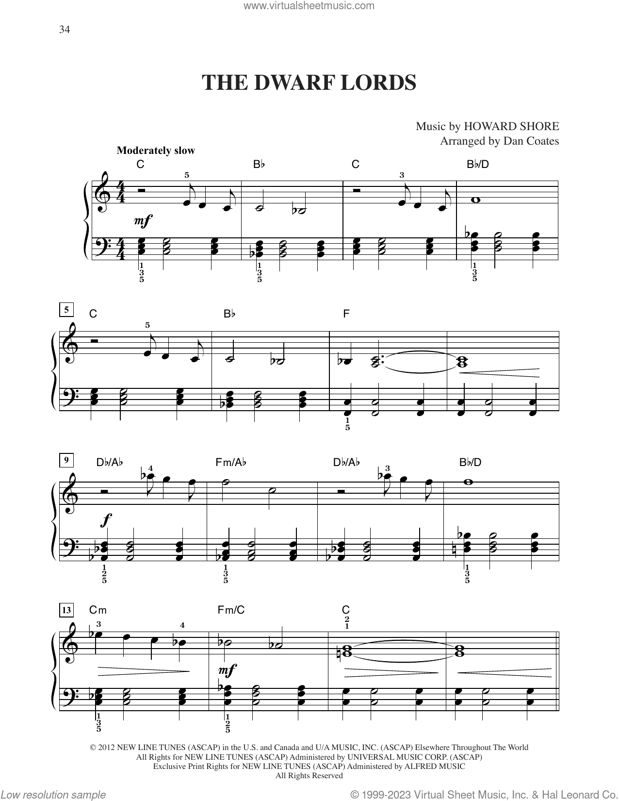 The Dwarf Lords (from The Hobbit: An Unexpected Journey) (arr. Dan Coates)