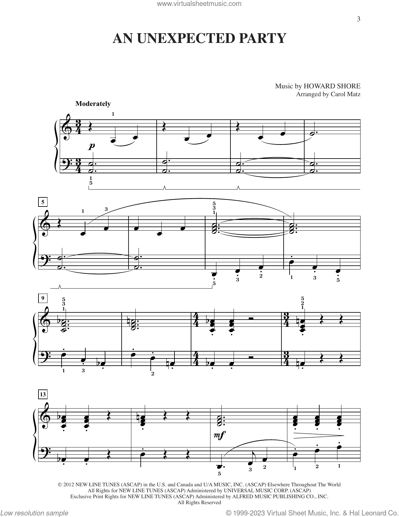 An Unexpected Party (from The Hobbit: An Unexpected Journey) (arr. Carol Matz)