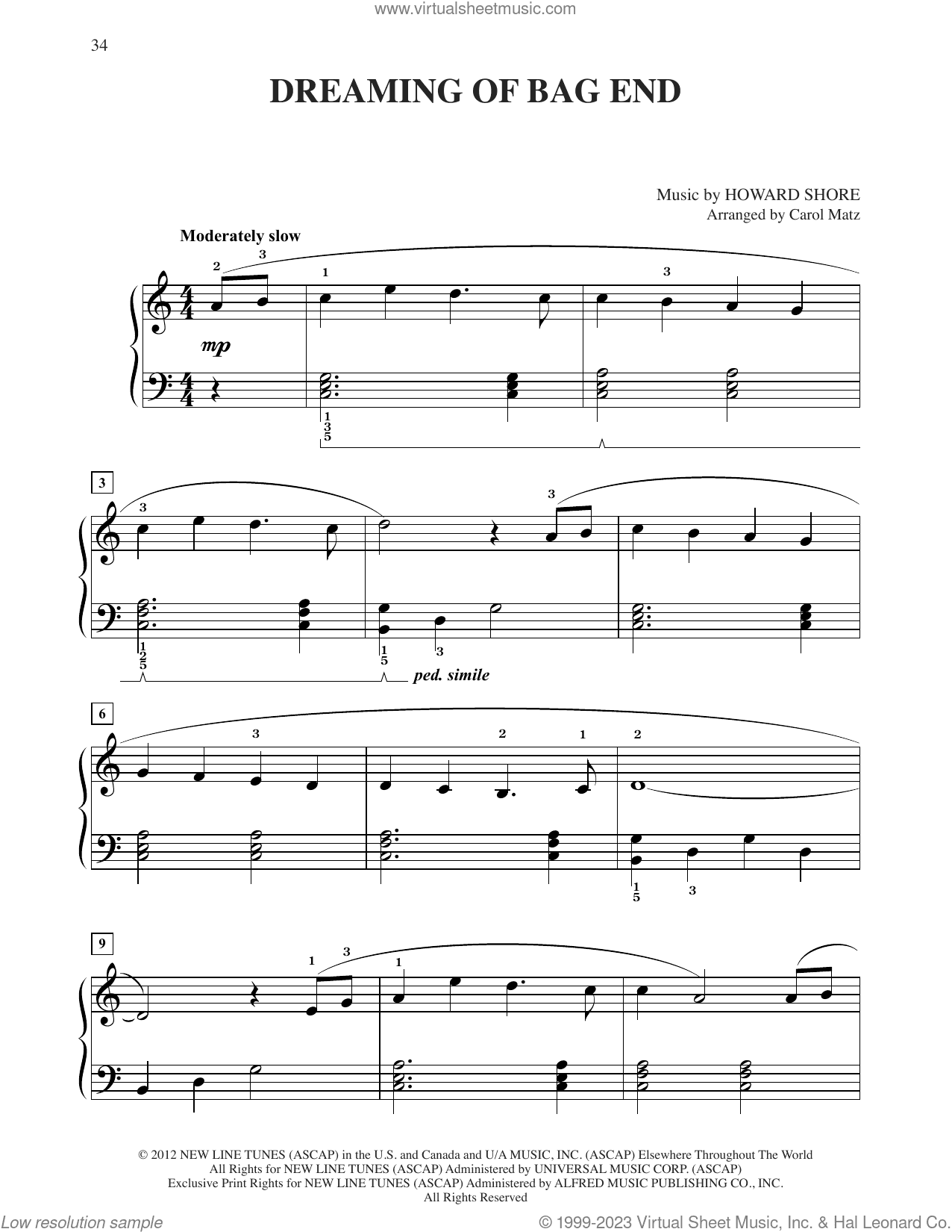 Dreaming Of Bag End (from The Hobbit: An Unexpected Journey) (arr. Carol Matz)