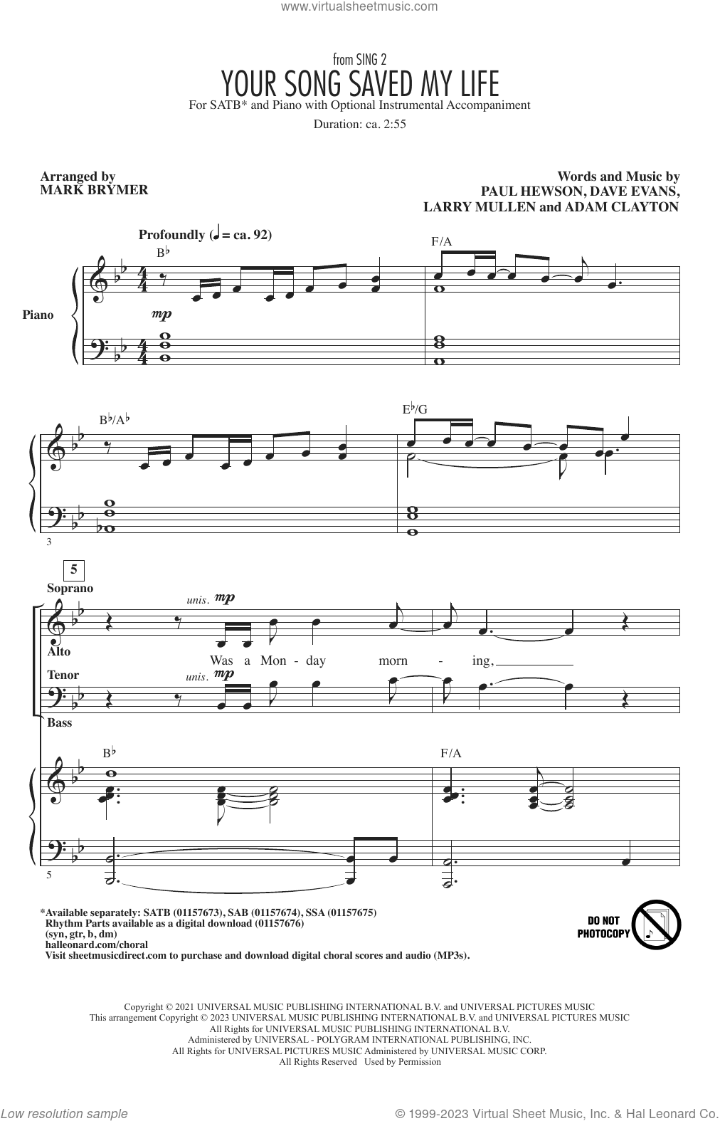Your Song Saved My Life (from Sing 2) (arr. Mark Brymer)