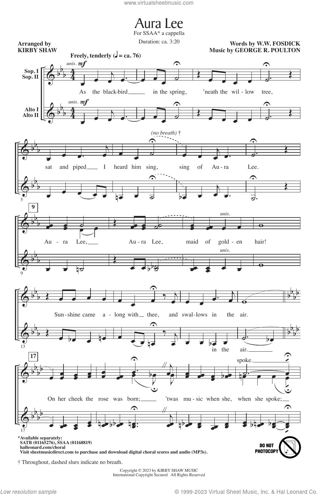 Aura Lee (arr. Kirby Shaw)