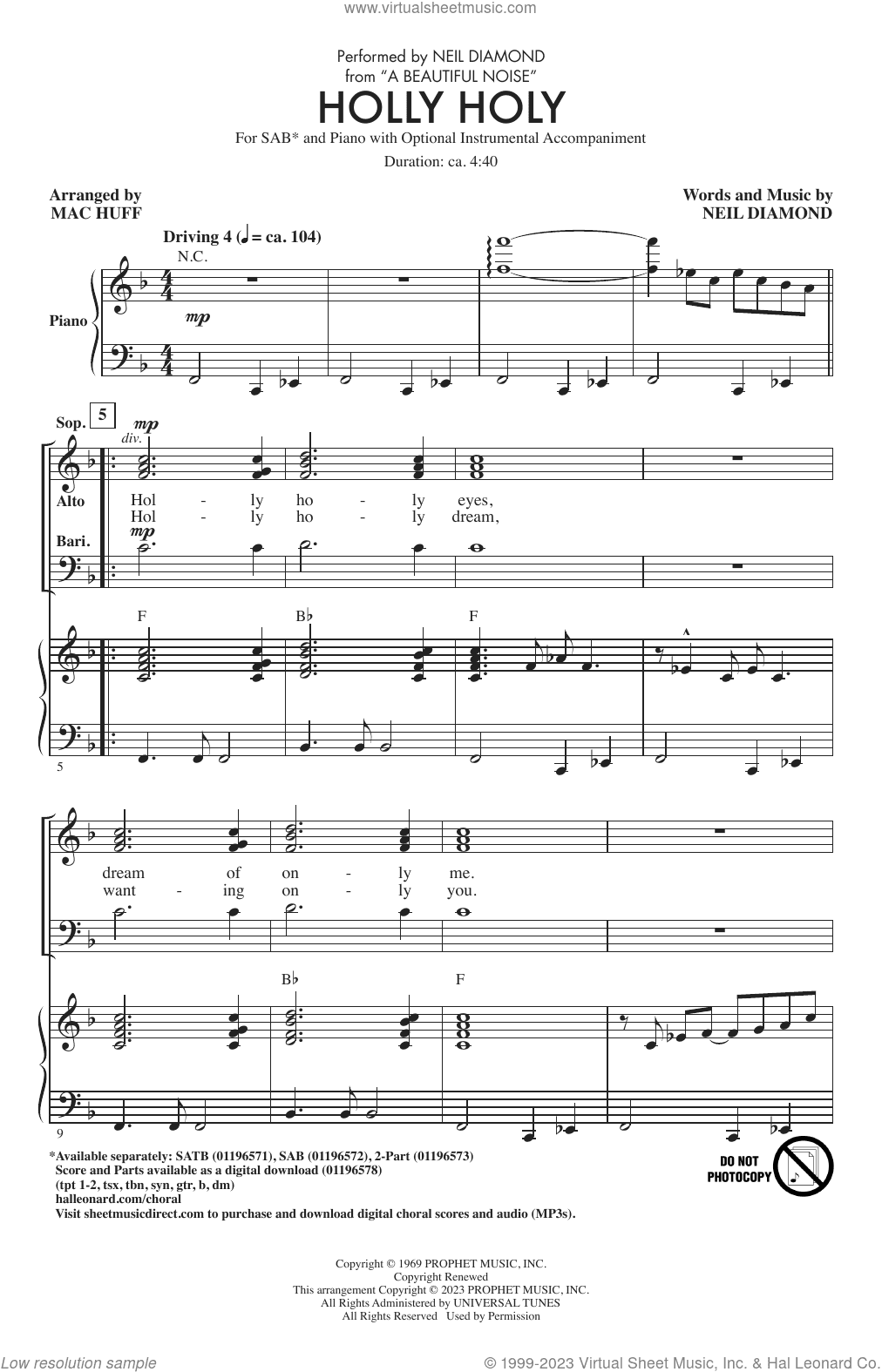 Holly Holy (from A Beautiful Noise) (arr. Mac Huff)