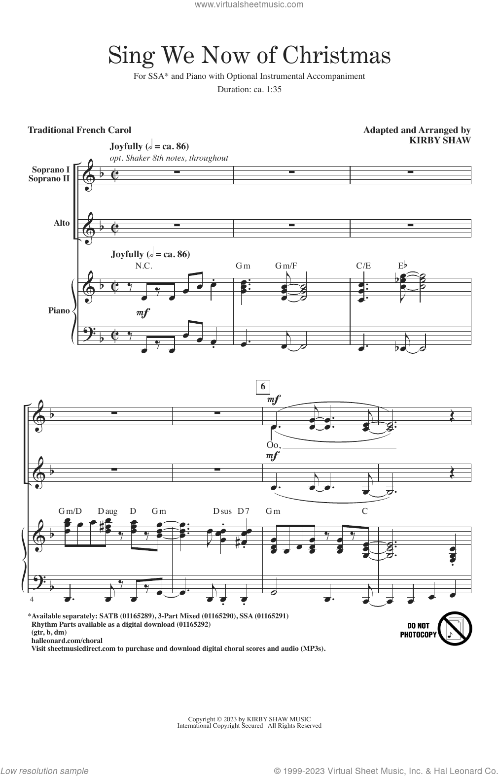 Sing We Now Of Christmas (arr. Kirby Shaw)