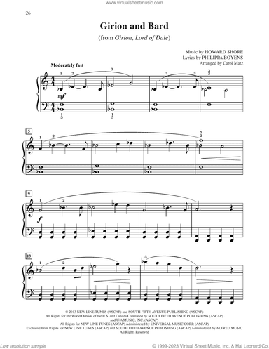 Girion And Bard (from The Hobbit: The Desolation of Smaug) (arr. Carol Matz)