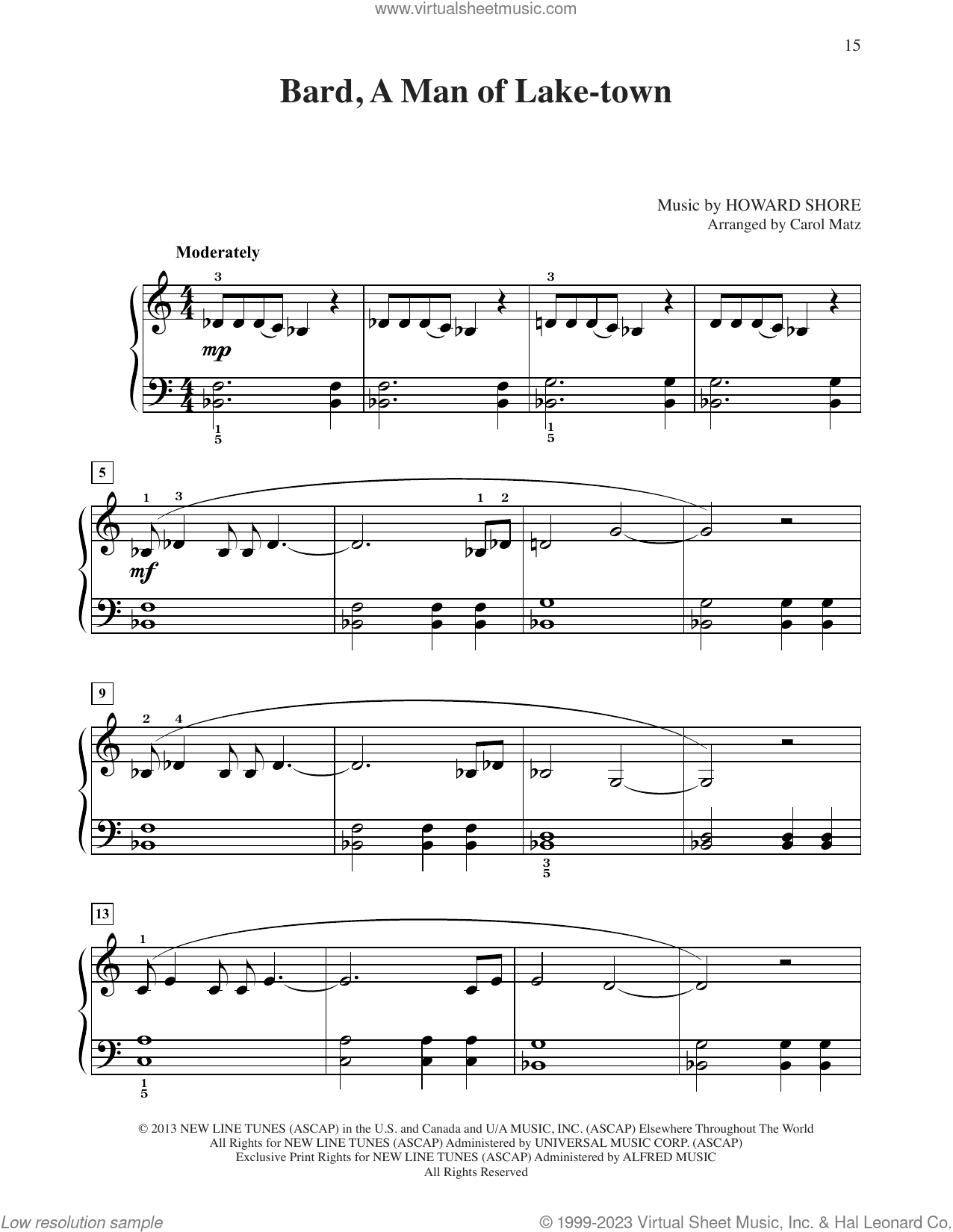 Bard, A Man Of Lake-Town (from The Hobbit) (arr. Carol Matz)