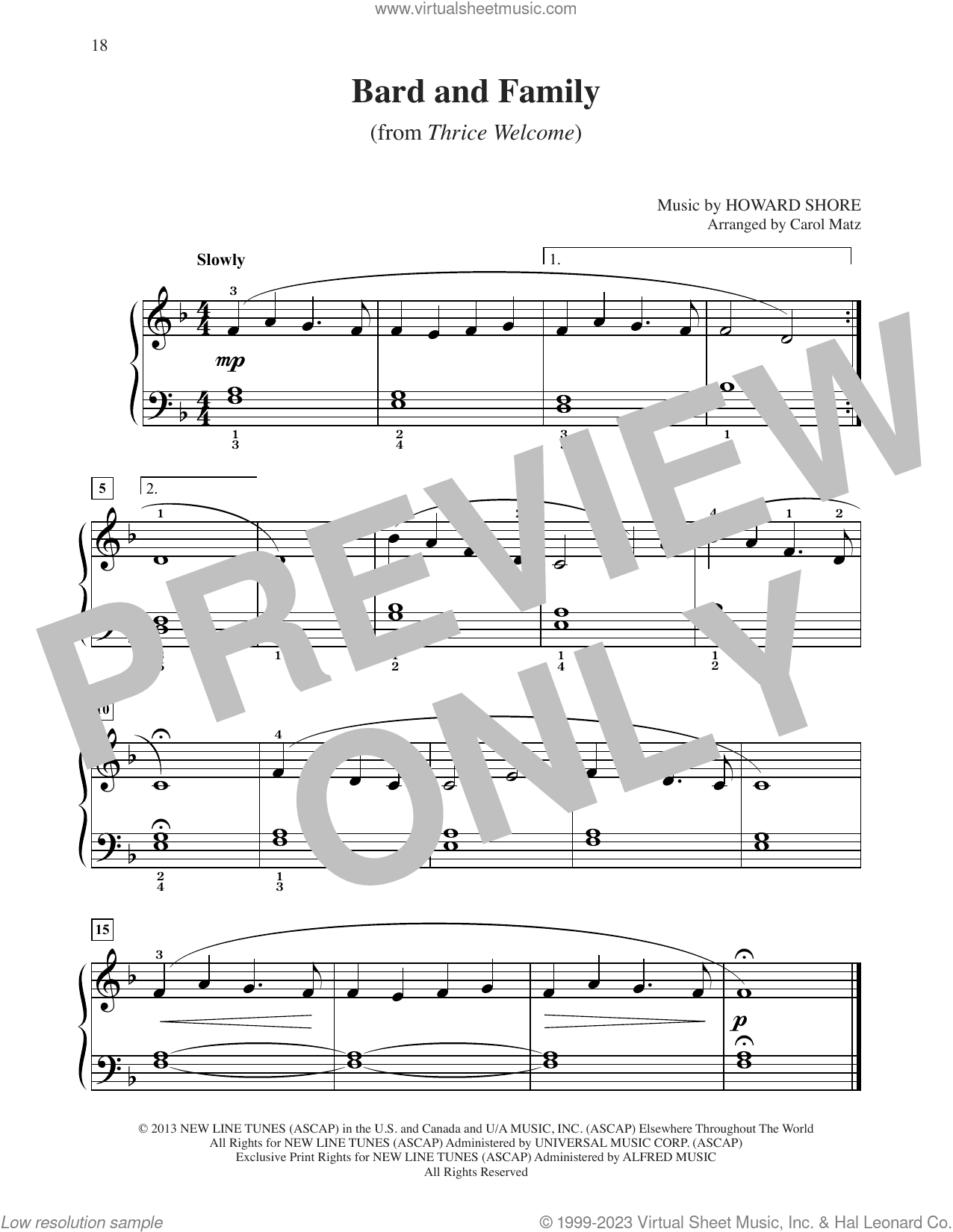 Bard And Family (from The Hobbit: The Desolation of Smaug) (arr. Carol Matz)