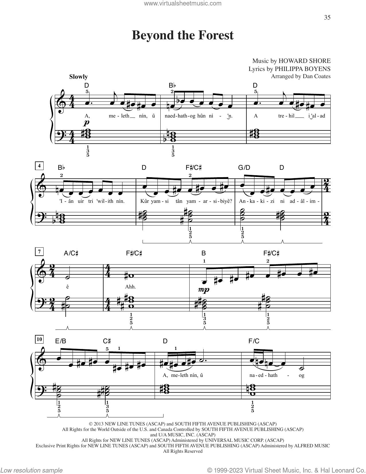 Beyond The Forest (from The Hobbit: The Desolation of Smaug) (arr. Dan Coates)