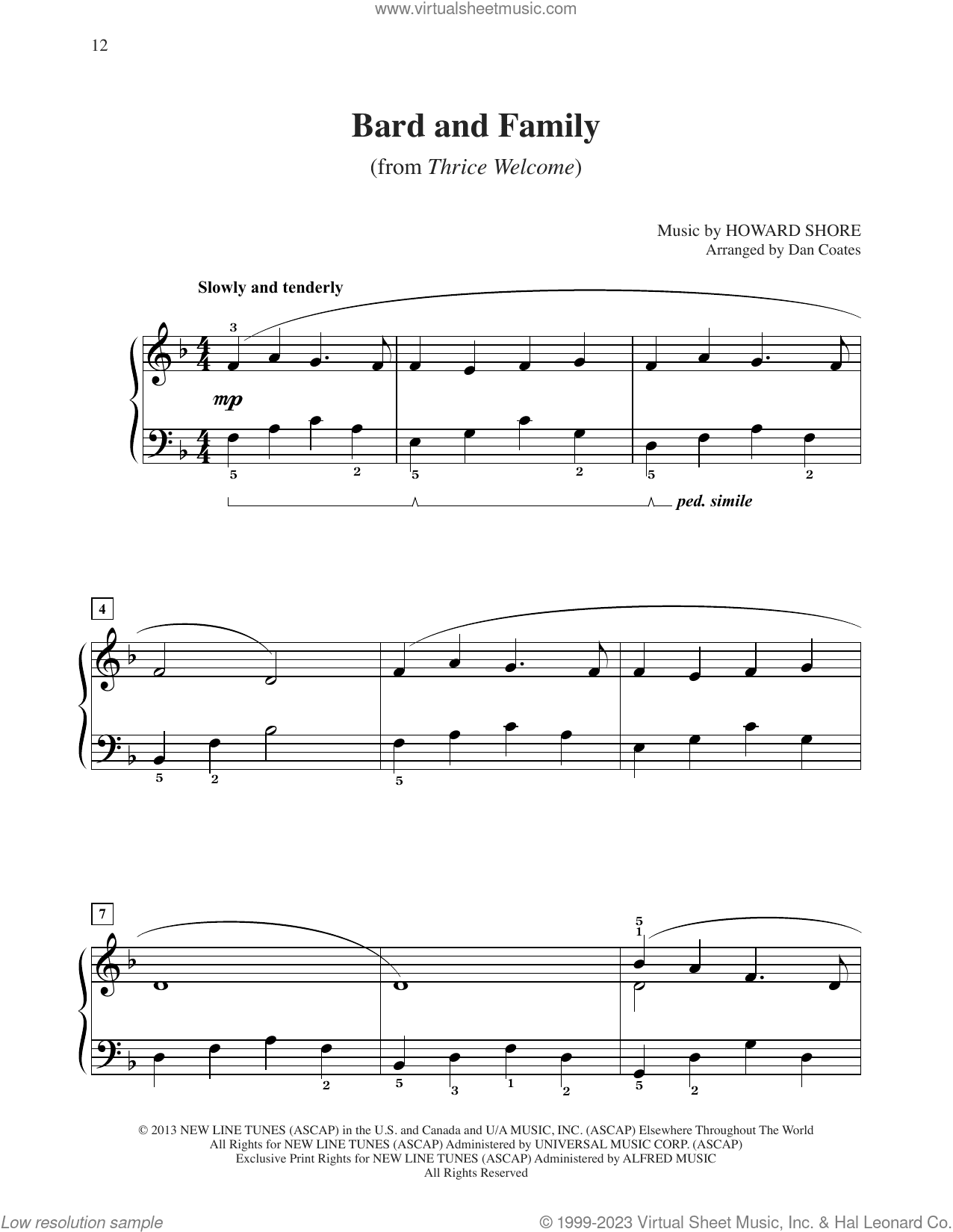Bard And Family (from The Hobbit: The Desolation of Smaug) (arr. Dan Coates)