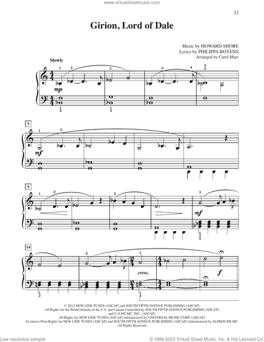 Girion, Lord Of Dale (from The Hobbit: The Desolation of Smaug) (arr. Carol Matz)