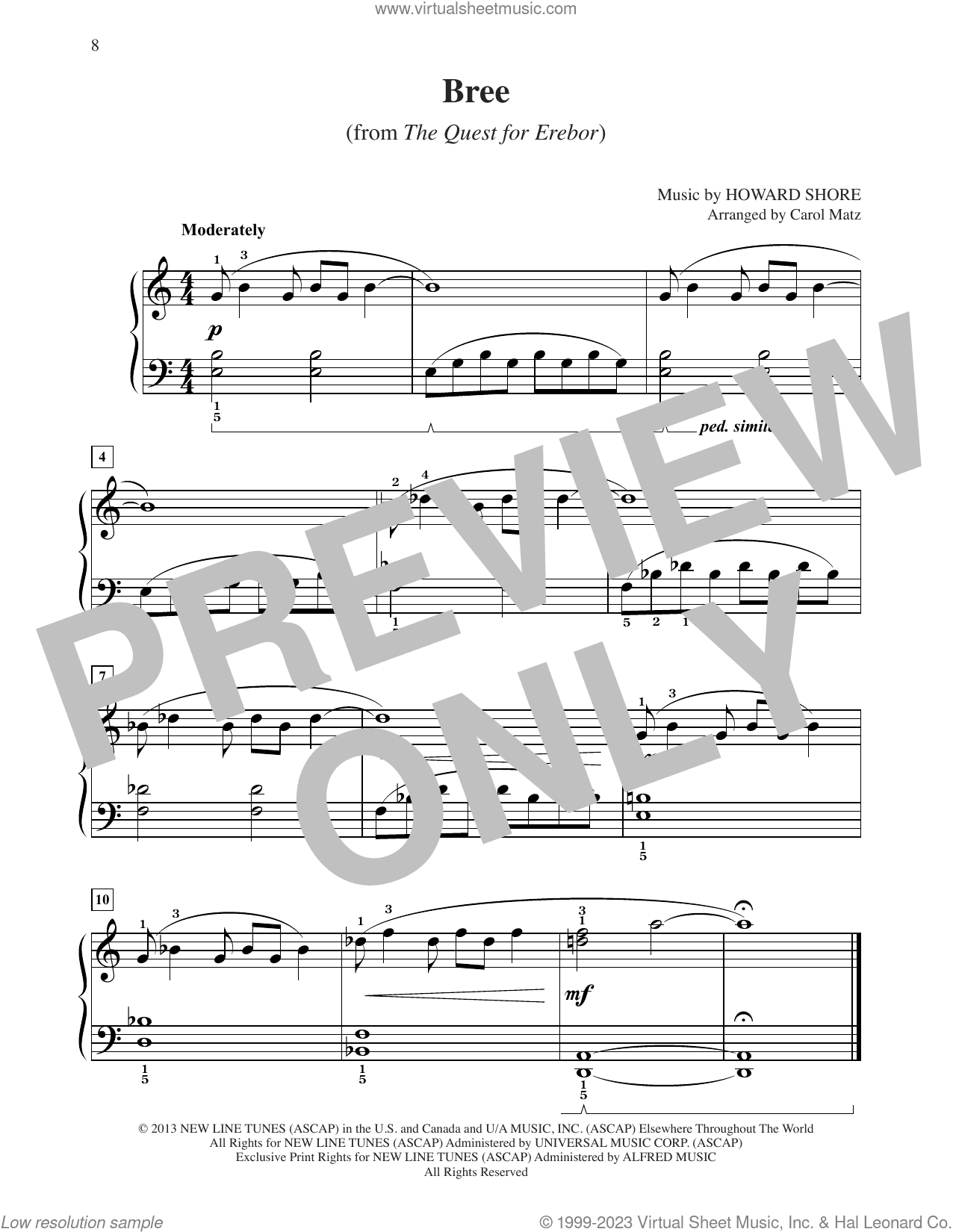 Bree (from The Hobbit: The Desolation of Smaug) (arr. Carol Matz)
