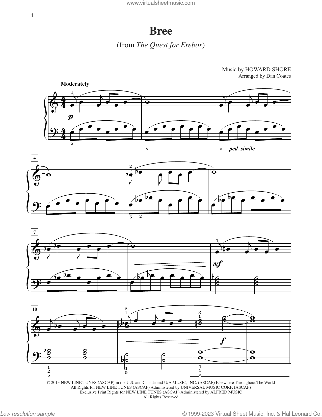 Bree (from The Hobbit: The Desolation of Smaug) (arr. Dan Coates)
