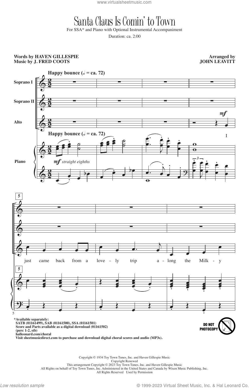 Santa Claus Is Comin' To Town (arr. John Leavitt)