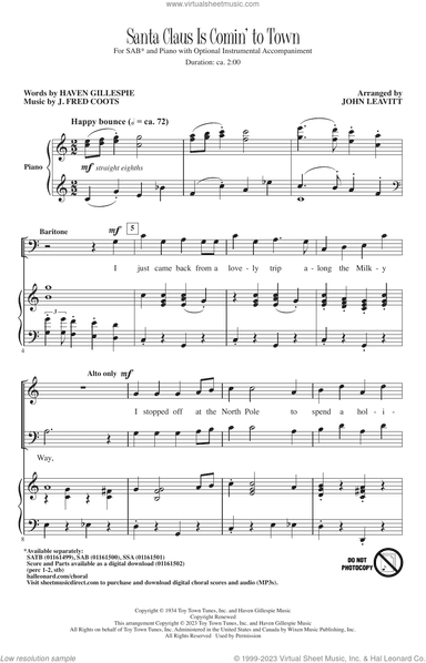 Santa Claus Is Comin' To Town (arr. John Leavitt)